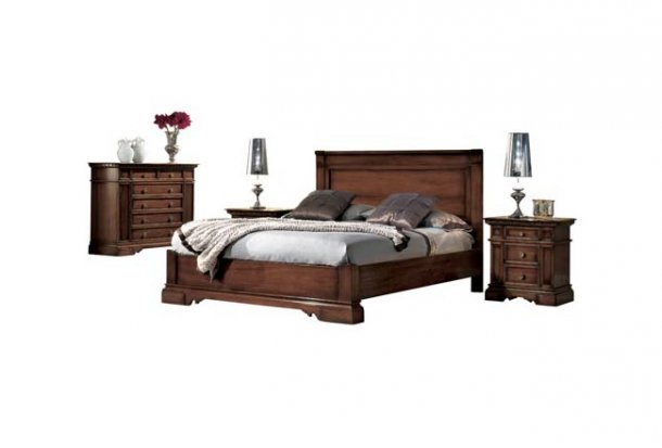 Bed, bed table and chest of drawers 